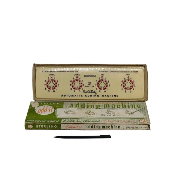 VTG Sterling Dial-A-Matic Automatic Adding Machine 8" No Pick w/ Box Collectible - Picture 1 of 9